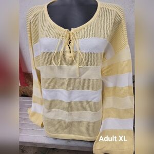Yellow and White Striped Women's Blouse